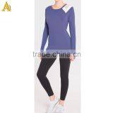 100% Cotton Long Sleeves t Shirt Women Curved-hem Pocket t Shirts Wholesale thumbnail-5