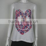 ladies' round neck vest sleeveless pullover front panel digital print knitted sweater