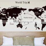Wall Decor Removable Vinyl Black Wall Sticker World Map thumbnail-1