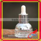 20ml Slant Shoulder Glass Liquid Foundation Bottles With Shiny Silver Lotion Pump thumbnail-6