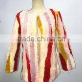 Cheap Price Korea Style Women Short Mixed Color Sheep Fur Coat thumbnail-3