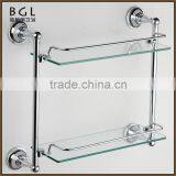 American Style Direct Marketing Factory Zinc Alloy Chrome Plated Bathroom Accessories Wall Mounted Glass Tier Shelf