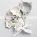 Cat Shaped Ceramic Measuring Spoons - White and Gray thumbnail-1