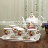 Drinkware New Bone China Gold Arabic Grace Porcelain Tea Set With Tray