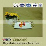 2015 New Product Stock White Ceramic Plate With Metal Handle thumbnail-1