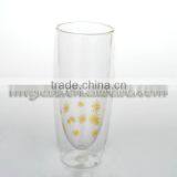 Clear Dubble Wall Wine Drinking Glass Beer Glass Tall Cup With Logo thumbnail-4