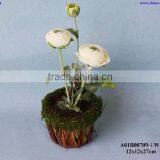 Artificial Ranunculus Flower With Rattan Pot thumbnail-4