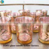 Rose Gold Mercury Glass Candlestick Holders thumbnail-3