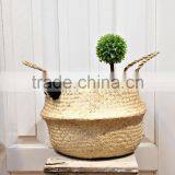 Seagrass Baskets With Colorful Pompoms/ Foldable Seagrass Storage Baskets thumbnail-4
