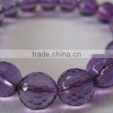 12mm Round Faceted Stretch Natural Amethyst Bracelet thumbnail-1