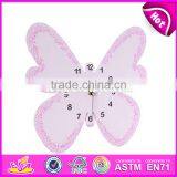 2017 New Design Pink Butterfly Wooden Wall Clock W09D019 thumbnail-2