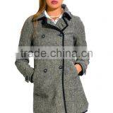 High Quality New Model Charcoal Gray Wool Blend Women's Coat thumbnail-3