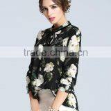 Best Selling Summer Elegant Design Floral Print Shirts for Women thumbnail-3