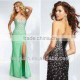 Sexy Satin Sweetheart Neck Backless High Slits Night Dress thumbnail-1