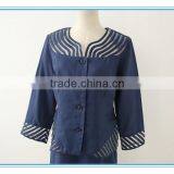 Linen Long Sleeve Royal Formal Women Skirt Suit With Organza Fabric thumbnail-4