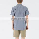 New Stylish Dress Shirt With Square Collar Plain Grey Mens Short Sleeve Silk Shirts thumbnail-5
