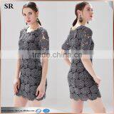Black Crochet Dress Flower Pattern Cut-out Metallic Effect Dress for Adult SR-D9784 thumbnail-1