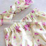 Light Yellow Floral Baby Bloomers Girl Fashionable Underwear Match Headband thumbnail-2