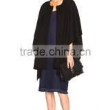 Womens Wool Ponchos,Women Knit Poncho Shawl Black Color thumbnail-1