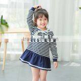 S60646B 2017New Autumn Girls Striped Dress Children Sailor Collar Korean Style Ruffles Dress Kids Navy Style Clothes thumbnail-4