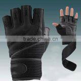 Black Mesh Finger Less Gloves With Padded Palm ,Cycling Gloves thumbnail-2