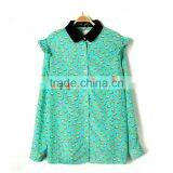 Womens Long Sleeve High Quality Printed Chiffon Shirt thumbnail-1