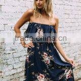 Off Shoulder Ruffle Long Maxi Dress Floral Print Summer Beach Dress Apparel thumbnail-2