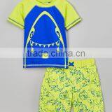 New Summer Boys Sportswear With Blue And Green Happy Shark Boys Rashguard Set Boys Clothes B-NP-TR905-391 thumbnail-1