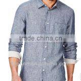 100% Leisured Linen Jeans Style Long Sleeve Men Shirts thumbnail-1
