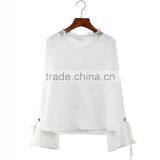 2017 New Arrivals White Speaker Long Sleeves Design Chiffon Shirts for Women thumbnail-4