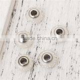 Lampwork Glass & Cubic Zirconia European Style Large Hole Charm Beads Round Clear W/ Stainless Steel Silver Tone Core thumbnail-3