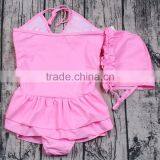 Yawoo New Arrival Baby Girls Pink Swinwear 2pcs Cute Set Infant Kids Bikini With Bathing Cap thumbnail-2