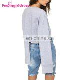 Low Moq Sweatshirt Manufacturer Blank 100% Cotton Women Crew Neck Sweatshirt thumbnail-3