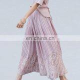 2017 Fashion Modern Plus Size Pants Women Elastic Waist Pants Pleated Pants Loose Style With Lace for Women thumbnail-4
