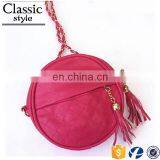 CR Fast Delivery Styling Elegant Round Shape Tassels Zipper With Long Chain Women Purse Red Crossbody Shoulder Bag thumbnail-1