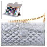 New Design Plaid Texture Shiny Sheepskin Flip Leather Case for IPhone 6