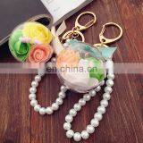 Flower Inside Transparent Ball Key Rings Pearl Keychain for Car Bag Accessories thumbnail-1