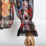 Сексуальная печать, длинные рукава, женская одежда, свободный стиль, воротник-туртл, на шнуровки thumbnail-6