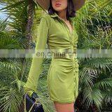 LAITE D2192 Autumn&winter New Arrivals Long Sleeve Single Button Mini Sexy Dresses Women Fashion Casual Dresses thumbnail-4