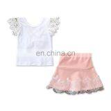 Baby Girl Outfit Kids White Tops + Pink Skirt 2pcs Set Summer Boutique Cloth for 1-6T thumbnail-2