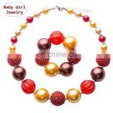 Baby Girl Necklace Bracelet Set Candy Red Kids Beauty Bubble Beads Charms Necklace Holiday Gift thumbnail-1