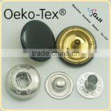 Shiny Black Metal Plain Cap Press Spring Jacket Snap Button