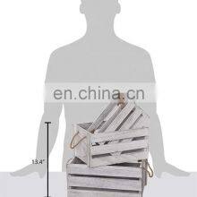 Decorative Storage Wooden Crates (Set of 3, Rope Handles) | Perfect for Gardening Wedding Wooden Storage Box Wooden Crate thumbnail-2