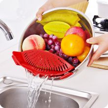Pot Pan Bowl Funnel Oil Creative Washing Colander Clip-on Strainer for Draining Liquid Silicone Stainless Steel Food Washing