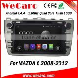 Wecaro in dash 2 din touch screen Android 4.4.4 car gps navigation system for mazda 6 car pc dvd player 2008 -2012