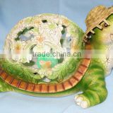 Polyresin turtle with Led light & straw hat