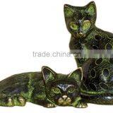 Brass Cat Pair Showpiece 8"