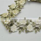 5yards High Quality Metallic Rayon Embroidery Flowers Lace Trim for Bridal 7cm thumbnail-2