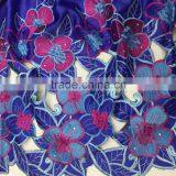 Guangdong Supplier Big Flowers Pattern Geroge Korea Silk Lace Fabrics With Stones thumbnail-2