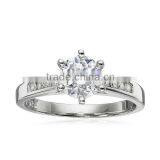 Platinum Plated Sterling Silver Solitaire Cubic Zirconia Rings thumbnail-1